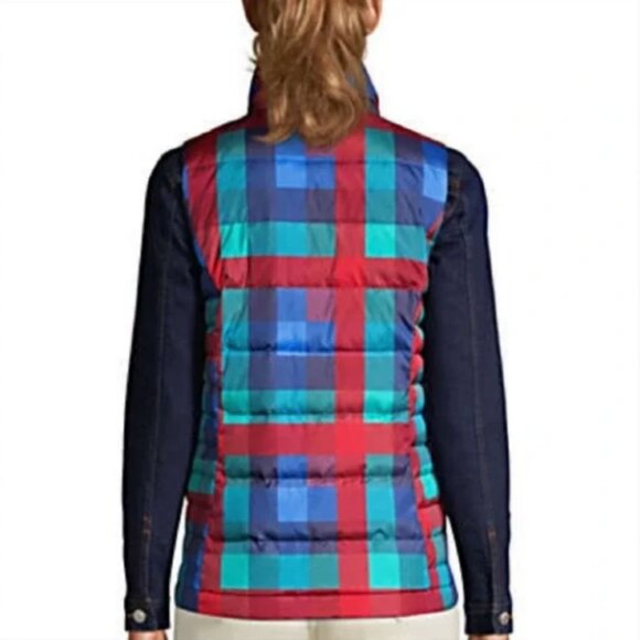 Lands End 600 Down Plaid Puffer Vest - Picture 2 of 11